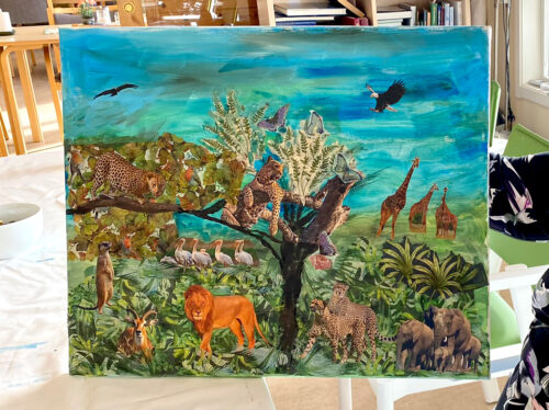 En collage som viser dyrelivet i Afrika. 