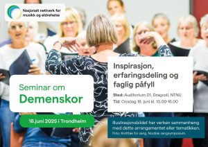 demenskor_arrangement2025 Grafisk layout med bilde av kor og tekst oppå bildet.